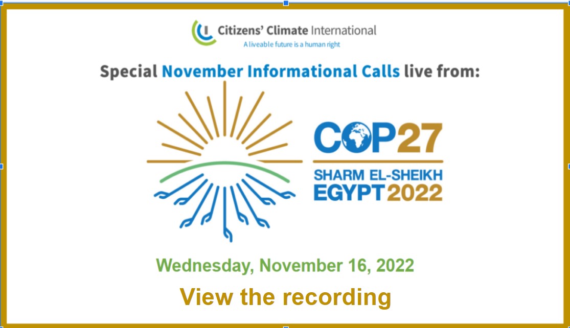 Special Informational Session from COP 27, RECORDING